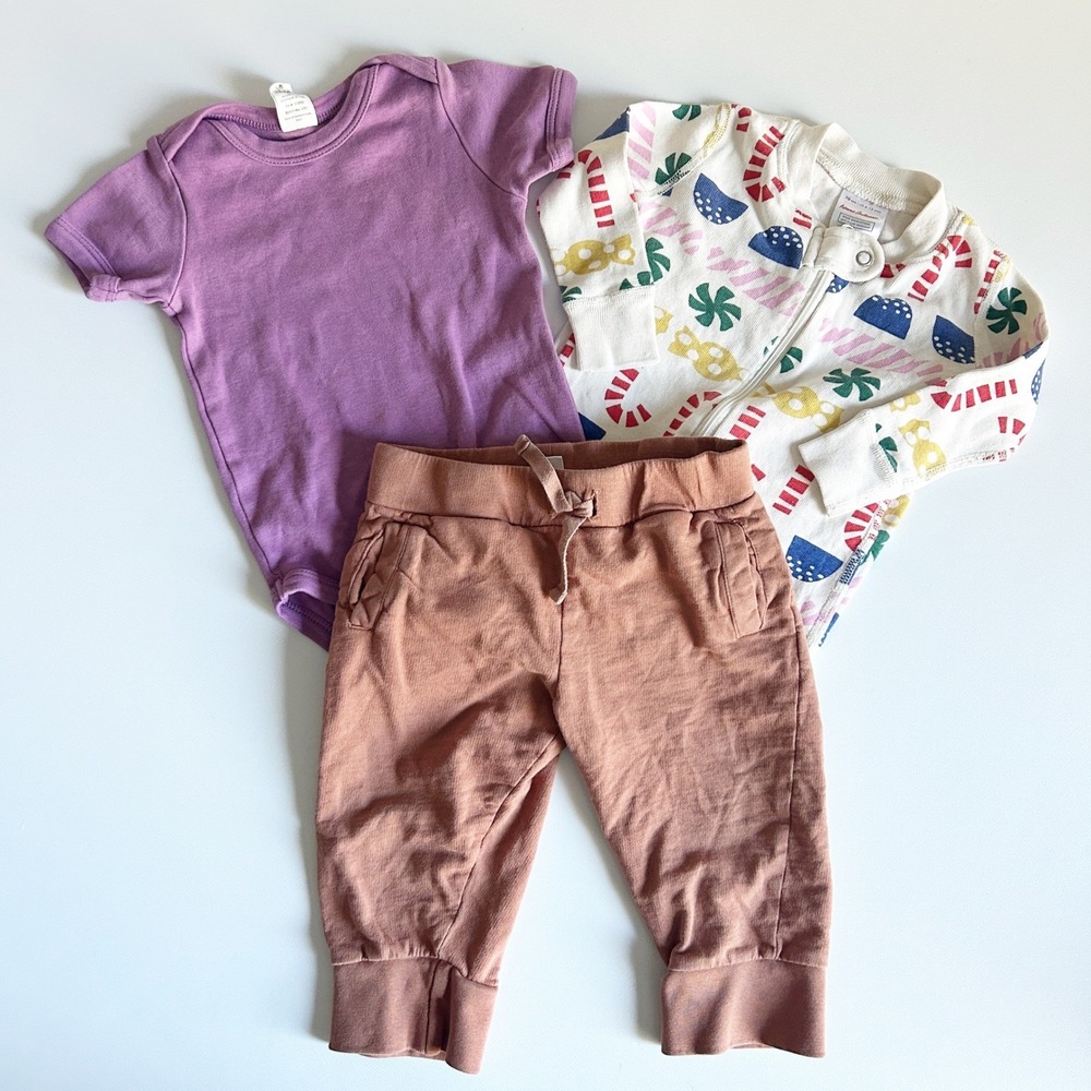 Hanna Andersson Kate‎ Quinn Baby Organic Cotton Pajamas Bodysuit Pants Lot 6-12M
